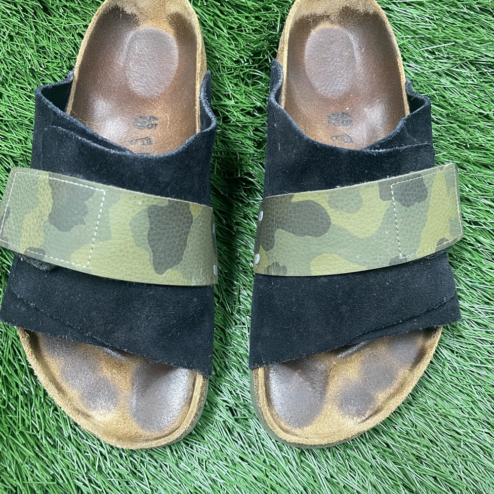 KYOTO BLACK & CAMO SUEDE SANDAL/SLIDE